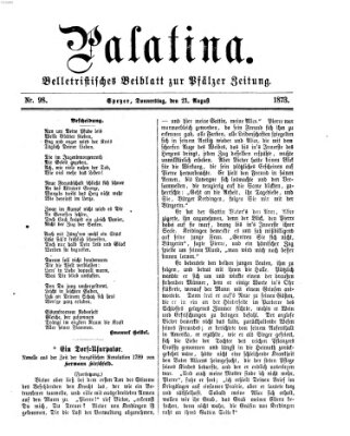 Palatina (Pfälzer Zeitung) Donnerstag 21. August 1873