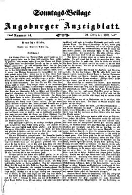 Augsburger Anzeigeblatt Sonntag 29. Oktober 1871