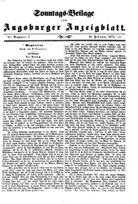 Augsburger Anzeigeblatt Sonntag 18. Februar 1872