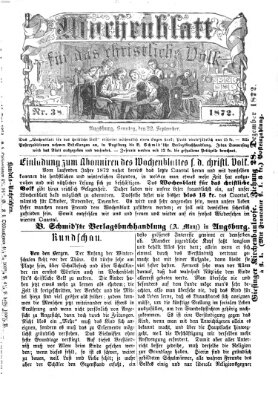 Wochenblatt für das christliche Volk Sonntag 22. September 1872