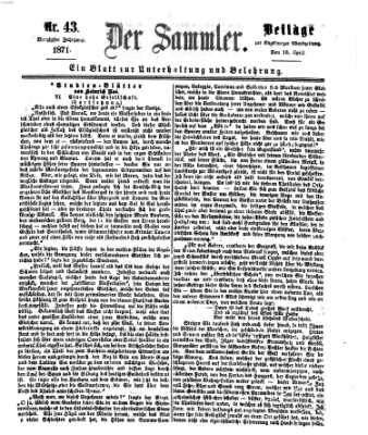 Der Sammler (Augsburger Abendzeitung) Dienstag 18. April 1871