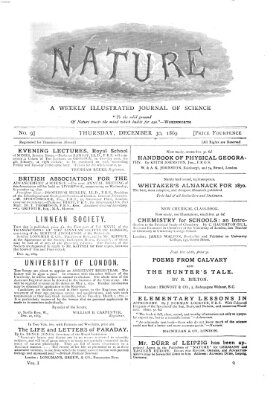 Nature Donnerstag 30. Dezember 1869