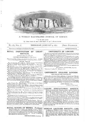 Nature Donnerstag 9. Januar 1873