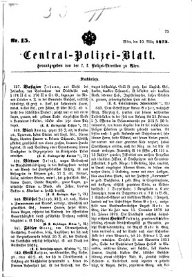 Zentralpolizeiblatt Montag 10. März 1873