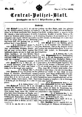 Zentralpolizeiblatt Mittwoch 18. Juni 1873
