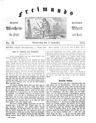 Freimund's kirchlich-politisches Wochenblatt für Stadt und Land Donnerstag 5. September 1872