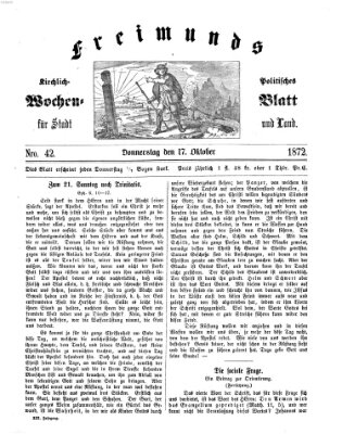 Freimund's kirchlich-politisches Wochenblatt für Stadt und Land Donnerstag 17. Oktober 1872