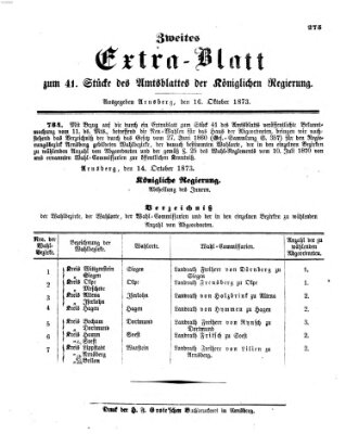 Amtsblatt für den Regierungsbezirk Arnsberg Donnerstag 16. Oktober 1873