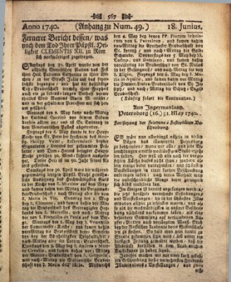 Wienerisches Diarium Samstag 18. Juni 1740