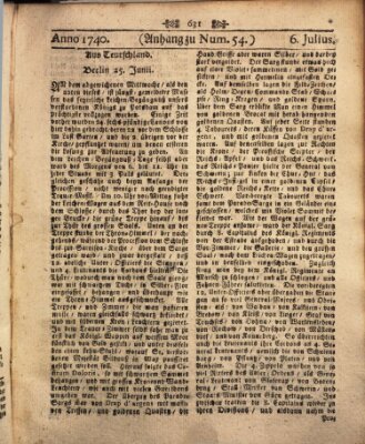 Wienerisches Diarium Mittwoch 6. Juli 1740