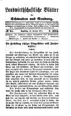 Landwirtschaftliche Blätter für Schwaben und Neuburg Donnerstag 21. Dezember 1871