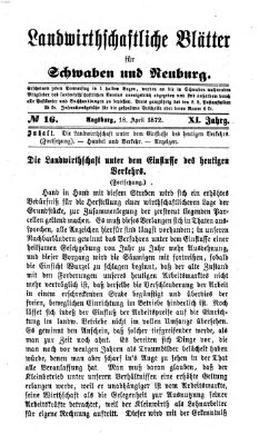 Landwirtschaftliche Blätter für Schwaben und Neuburg Donnerstag 18. April 1872