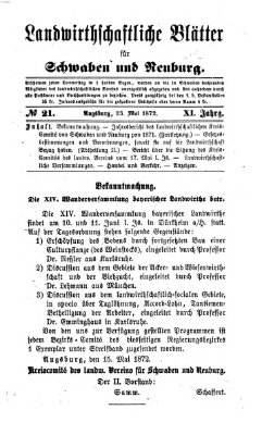 Landwirtschaftliche Blätter für Schwaben und Neuburg Donnerstag 23. Mai 1872
