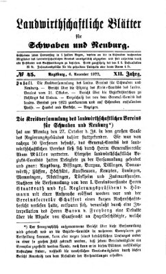 Landwirtschaftliche Blätter für Schwaben und Neuburg Donnerstag 6. November 1873