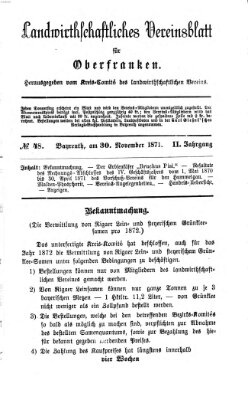 Landwirthschaftliches Vereinsblatt für Oberfranken Donnerstag 30. November 1871