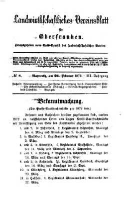 Landwirthschaftliches Vereinsblatt für Oberfranken Donnerstag 22. Februar 1872