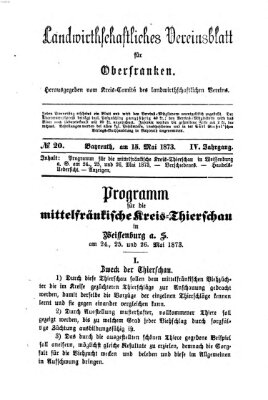 Landwirthschaftliches Vereinsblatt für Oberfranken Donnerstag 15. Mai 1873