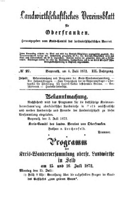 Landwirthschaftliches Vereinsblatt für Oberfranken Freitag 4. Juli 1873