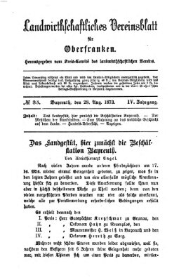 Landwirthschaftliches Vereinsblatt für Oberfranken Donnerstag 28. August 1873