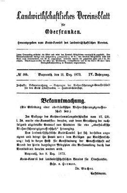 Landwirthschaftliches Vereinsblatt für Oberfranken Donnerstag 11. Dezember 1873