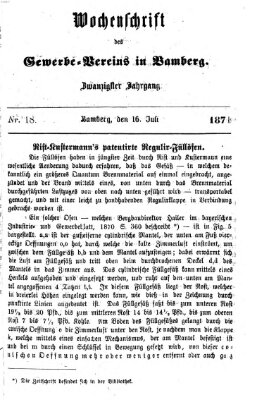 Wochenschrift des Gewerbe-Vereins der Stadt Bamberg Sonntag 16. Juli 1871