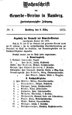 Wochenschrift des Gewerbe-Vereins der Stadt Bamberg Sonntag 9. März 1873