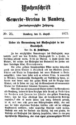 Wochenschrift des Gewerbe-Vereins der Stadt Bamberg Sonntag 31. August 1873
