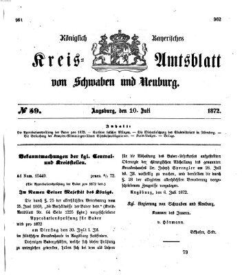Königlich Bayerisches Kreis-Amtsblatt von Schwaben und Neuburg Mittwoch 10. Juli 1872
