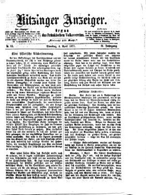 Kitzinger Anzeiger Dienstag 4. April 1871
