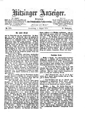 Kitzinger Anzeiger Donnerstag 3. August 1871