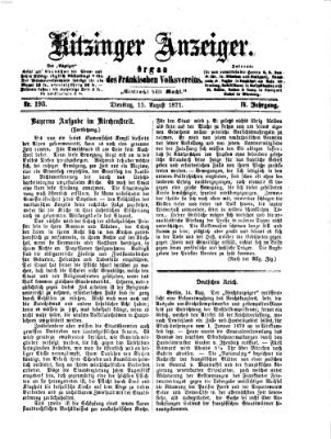 Kitzinger Anzeiger Dienstag 15. August 1871