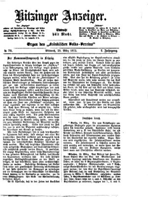 Kitzinger Anzeiger Mittwoch 20. März 1872