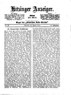 Kitzinger Anzeiger Mittwoch 22. Januar 1873