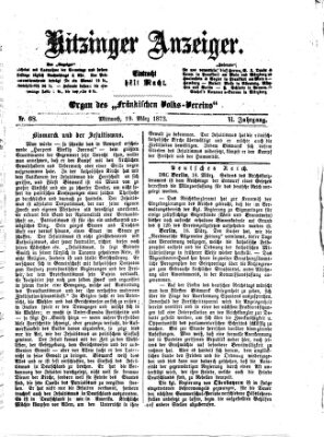 Kitzinger Anzeiger Mittwoch 19. März 1873