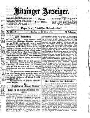 Kitzinger Anzeiger Dienstag 25. März 1873