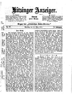 Kitzinger Anzeiger Samstag 29. März 1873