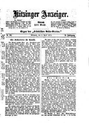 Kitzinger Anzeiger Mittwoch 9. April 1873