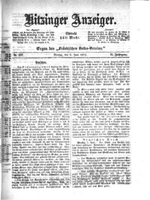 Kitzinger Anzeiger Montag 9. Juni 1873