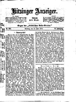 Kitzinger Anzeiger Dienstag 10. Juni 1873