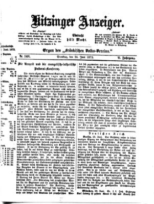 Kitzinger Anzeiger Dienstag 24. Juni 1873