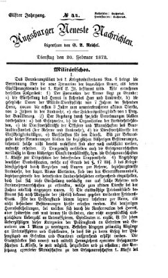 Augsburger neueste Nachrichten Dienstag 20. Februar 1872