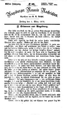 Augsburger neueste Nachrichten Freitag 1. März 1872