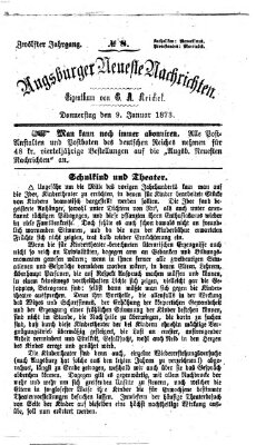Augsburger neueste Nachrichten Donnerstag 9. Januar 1873