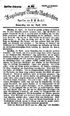 Augsburger neueste Nachrichten Donnerstag 24. April 1873