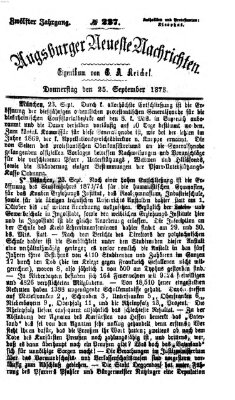 Augsburger neueste Nachrichten Donnerstag 25. September 1873