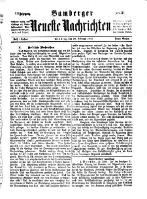 Bamberger neueste Nachrichten Dienstag 20. Februar 1872