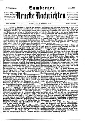 Bamberger neueste Nachrichten Samstag 7. Dezember 1872