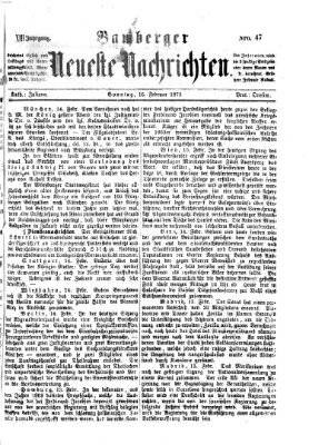 Bamberger neueste Nachrichten Sonntag 16. Februar 1873