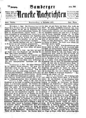 Bamberger neueste Nachrichten Donnerstag 4. September 1873