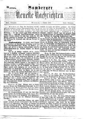 Bamberger neueste Nachrichten Mittwoch 1. Oktober 1873